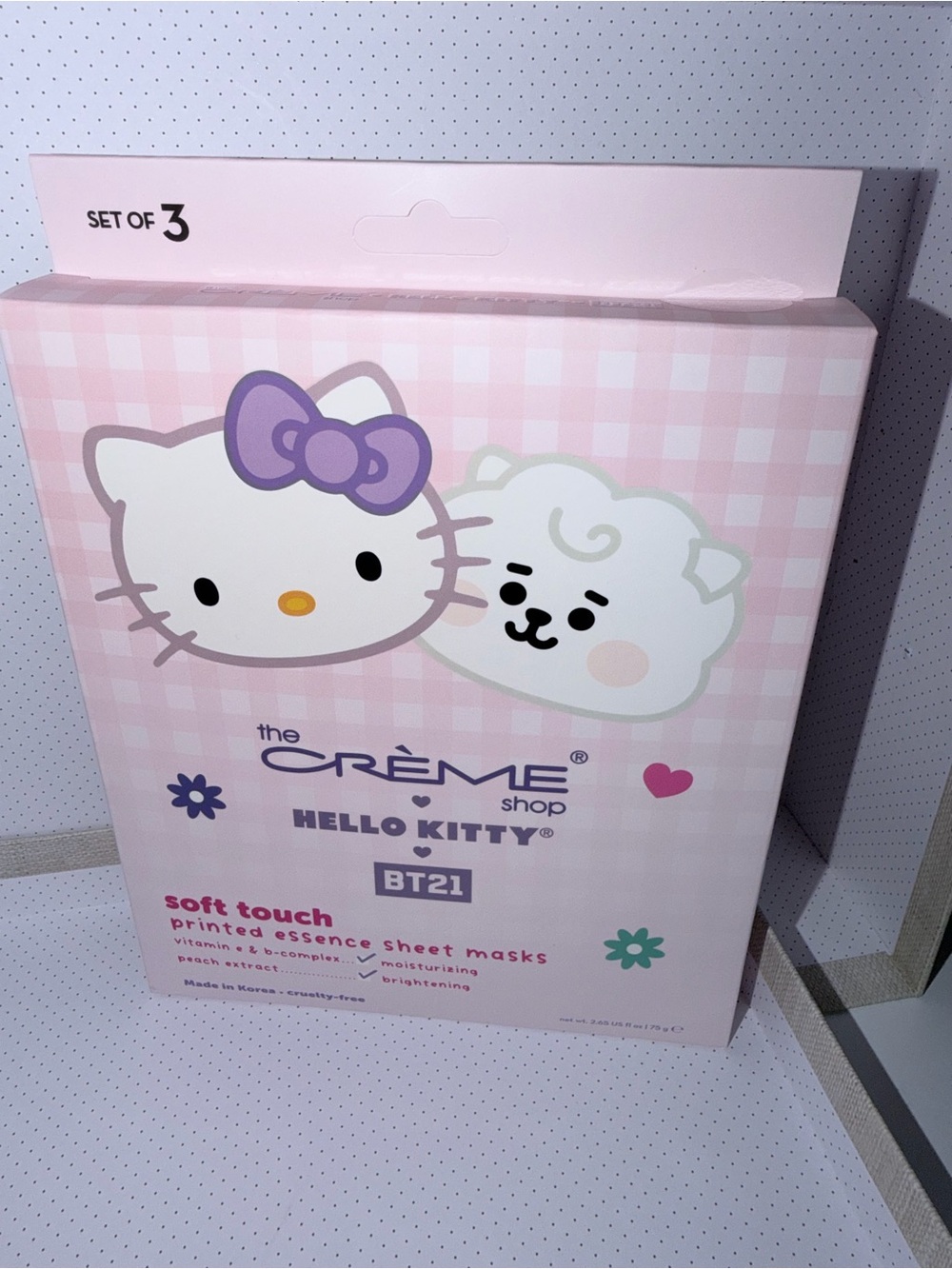 The Crème Shop Hello Kitty BT21 Pink Soft Touch Sheet Mask Set (Set of 3)